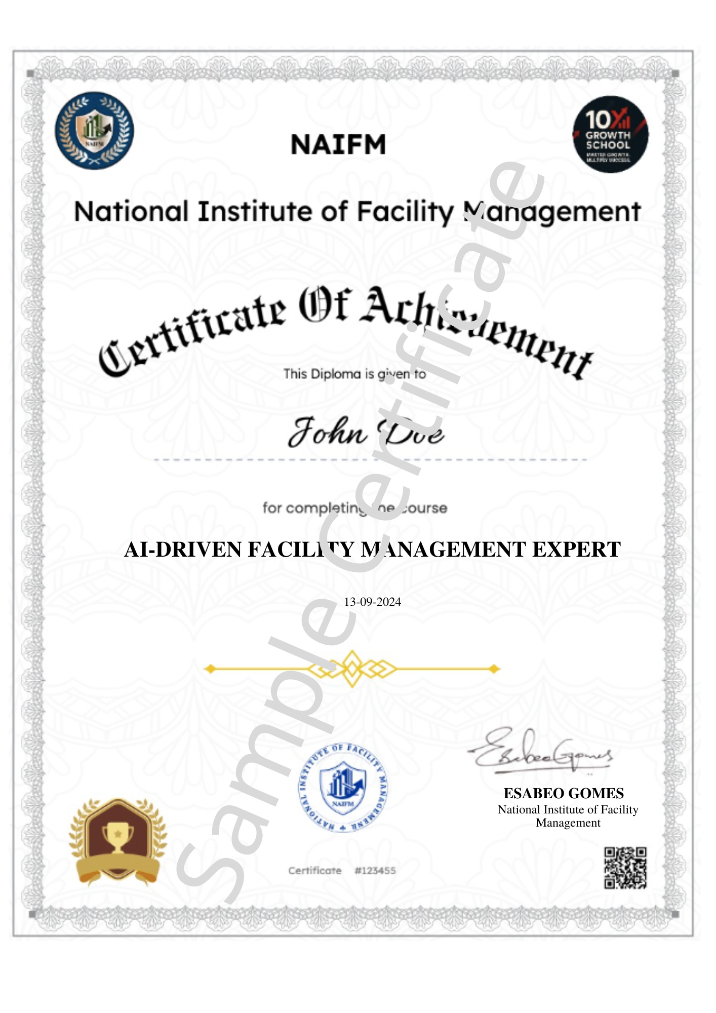 Blue and White Simple Certificate A4 Portrait